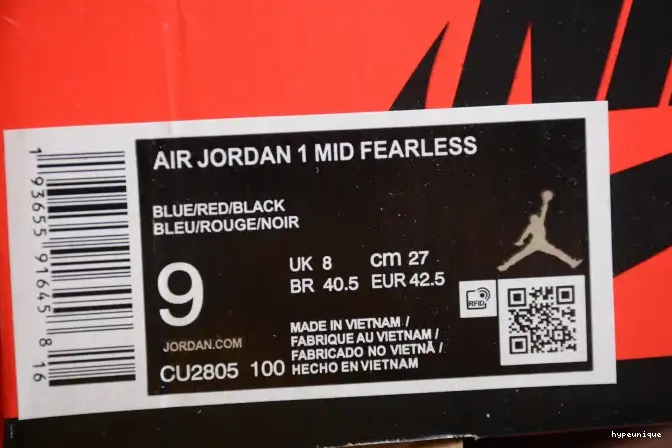 HYPE Blue Jordan the SE Mid 1 Air CU2805-100 Fearless Great 0525